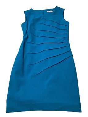 Calvin Klein Bright Teal Pleated Sheath Dress